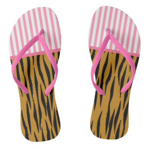 Chanclas Bandas rosadas divertidas y tigerprint