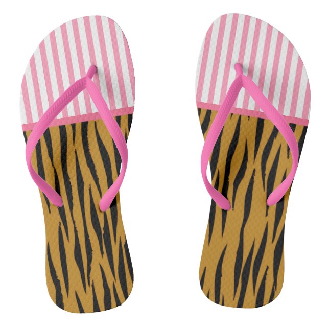 Chanclas Bandas rosadas divertidas y tigerprint (Plantilla)