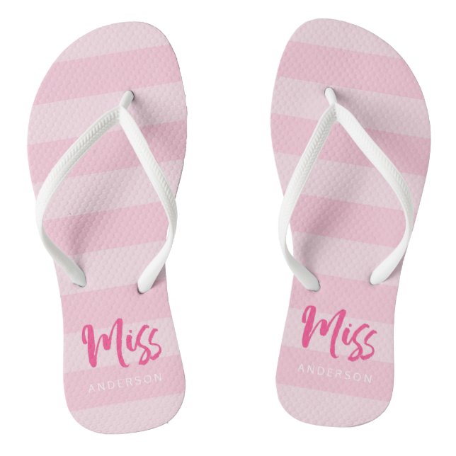 Chanclas Bandas rosas personalizadas con nombre Miss (Plantilla)