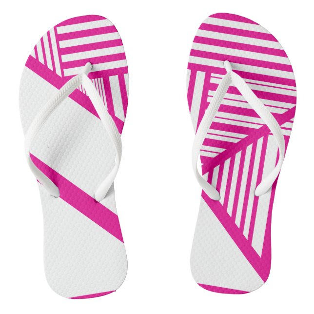 Chanclas Bandas triangulares en magenta y blanco (Plantilla)