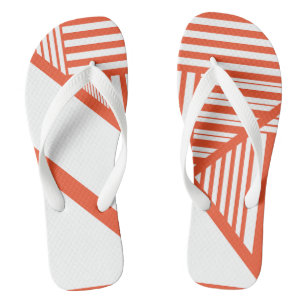 Chanclas Bandas triangulares - Naranja y blanco