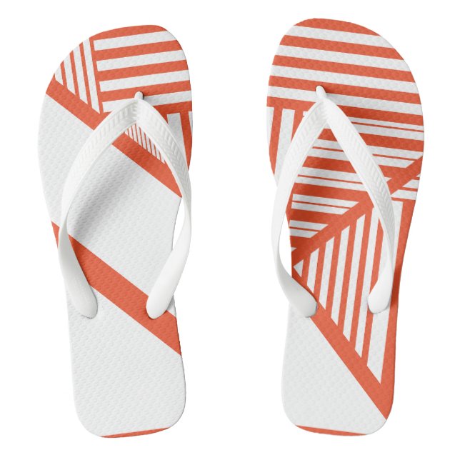 Chanclas Bandas triangulares - Naranja y blanco (Plantilla)