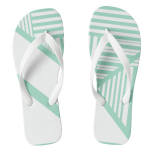 Chanclas Bandas triangulares - Verde y blanco