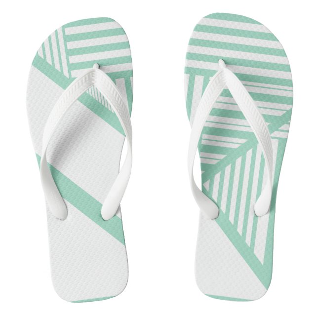 Chanclas Bandas triangulares - Verde y blanco (Plantilla)