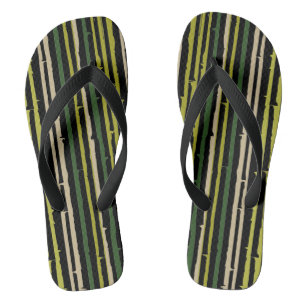 Chanclas Bandas verdes de bambú en flops negros