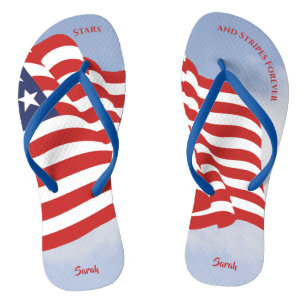 Chanclas Bandera Americana ondeando tiras para siempre gráf