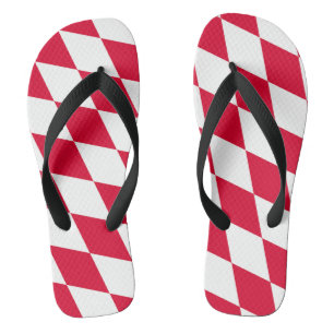 Chanclas Bandera bávara de diamantes roja y blanca
