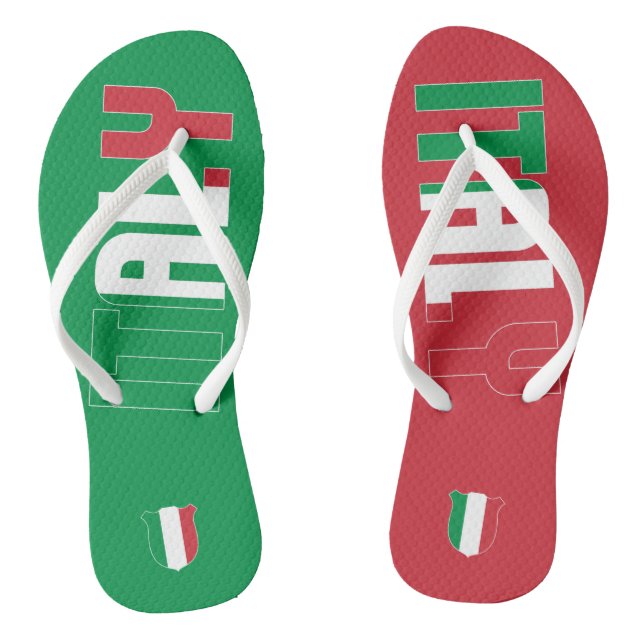 Chanclas Bandera de Italia Inscripción Verde Rojo Blanco Do (Plantilla)