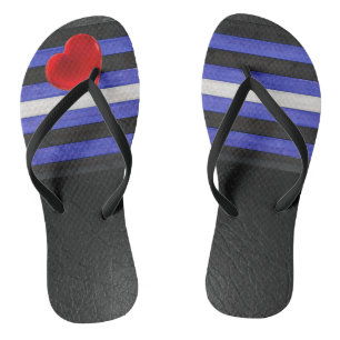 Chanclas bandera de orgullo de cuero de SlipperyJoe's negro