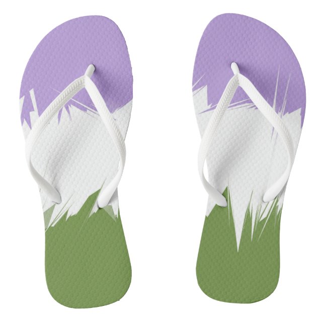 Chanclas Bandera de orgullo Genderqueer abstracta y zigzagu (Plantilla)