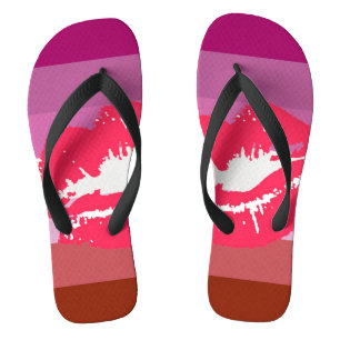 Chanclas Bandera de orgullo lesbiana con lápiz labial