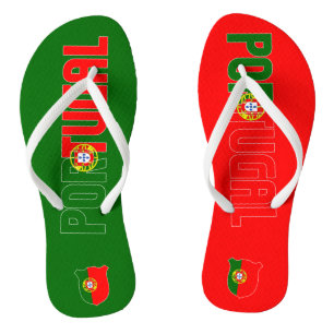 Chanclas Bandera de Portugal Escudo Inscripción Verde Rojo