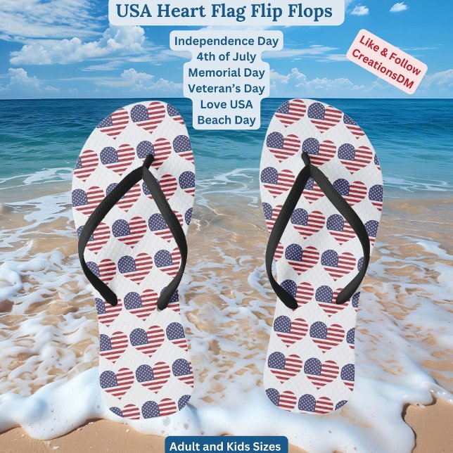 Chanclas Bandera del Corazón para Adultos y Niños EEUU (Subido por el creador)
