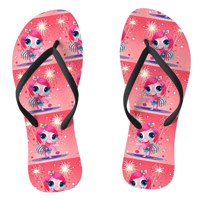 Chanclas Bandera estadounidense con Personalizado Flamingo- (Plantilla)