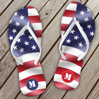 Chanclas Bandera estadounidense ondulada Bandera roja blanc