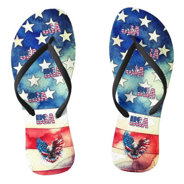 Chanclas Bandera Patriótica de Estados Unidos y par de águi (Plantilla)