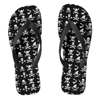 CHANCLAS BANDERAS DE PIRATAS NEGRAS, HUESOS CRUZADOS, ESPAL