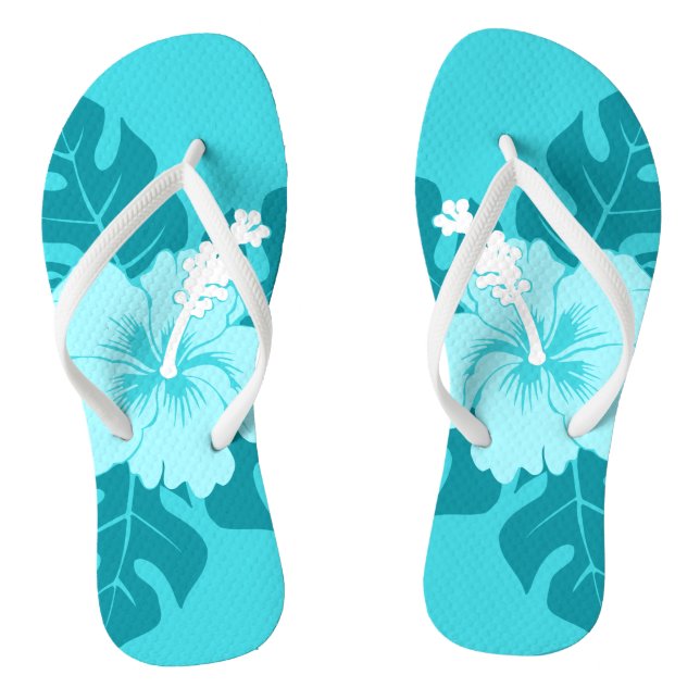 Chanclas Banzai Beach Hawaiano Hibiscus Floral (Plantilla)