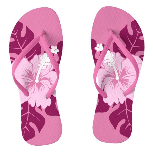 Chanclas Banzai Beach Hawaiano Hibiscus Floral (Plantilla)