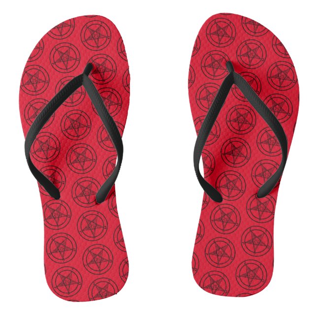 Chanclas Baphomet rojo Pentagram Satanic (Plantilla)