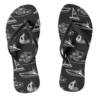 Chanclas Barcos blancos y negros