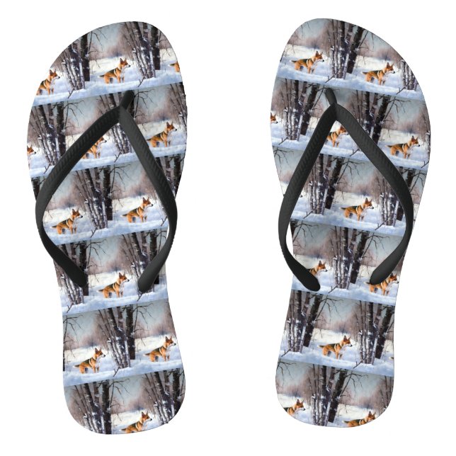 Chanclas Basenji Deja que nieve Navidad  (Plantilla)