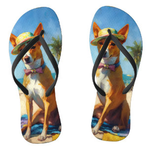 Chanclas Basenji en la playa, regalo de verano para amantes