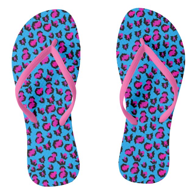 Chanclas Bats Leopard Print Blue Purple Black Flip Flops (Plantilla)