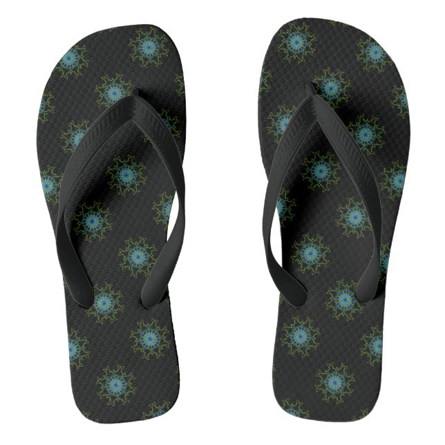 Chanclas Beach Flip Flops Black Blue Kaleidoscope Mandala (Plantilla)