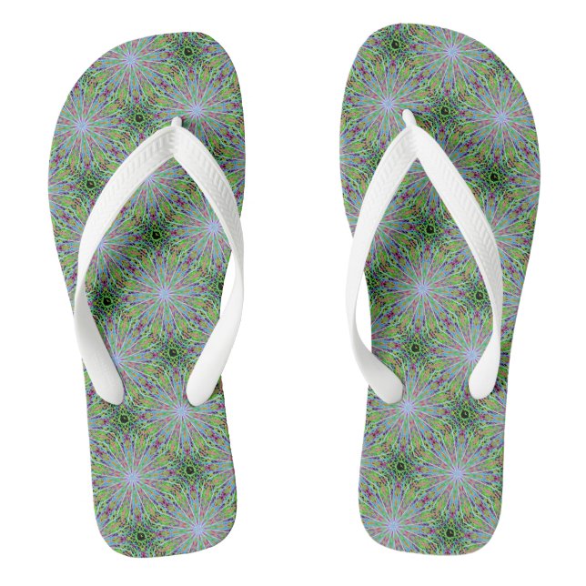 Chanclas Beach Flip Flops Green White Kaleidoscope Mandala (Plantilla)