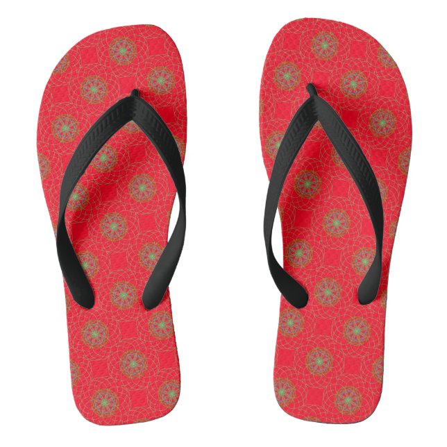 Chanclas Beach Flip Flops Red Black Kaleidoscope Mandala (Plantilla)
