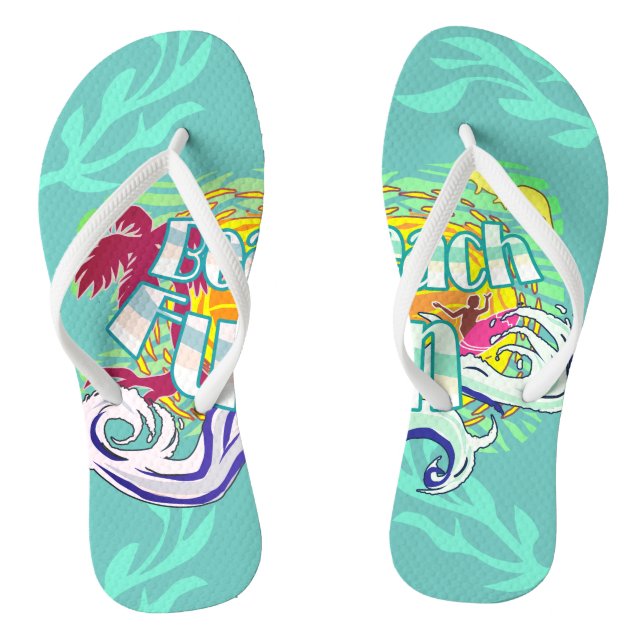 Chanclas Beach Fun Surfer Verde azulado Flip Flops (Plantilla)