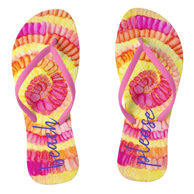 Chanclas Beach Please Flip Flops Yellow, Pink, Naranja (Plantilla)