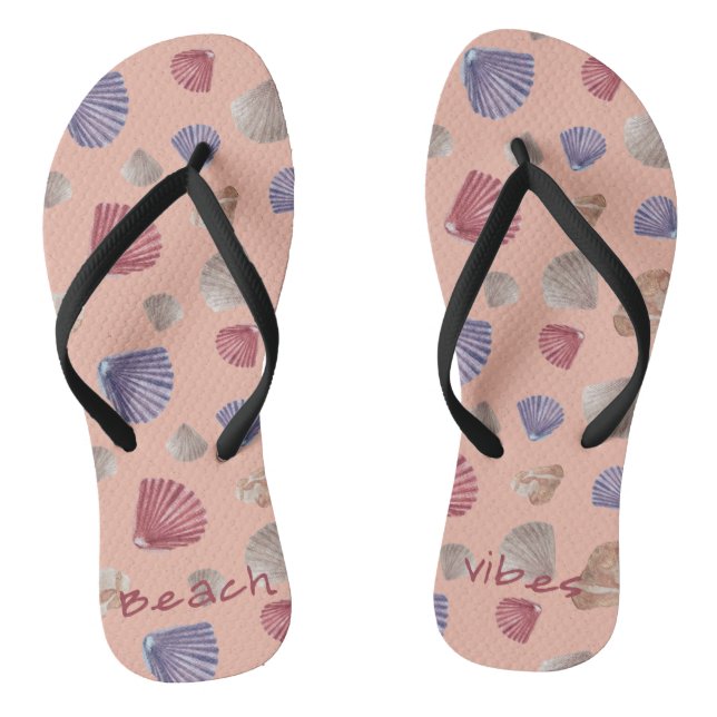 Chanclas Beach Vibes text and shells on (Plantilla)