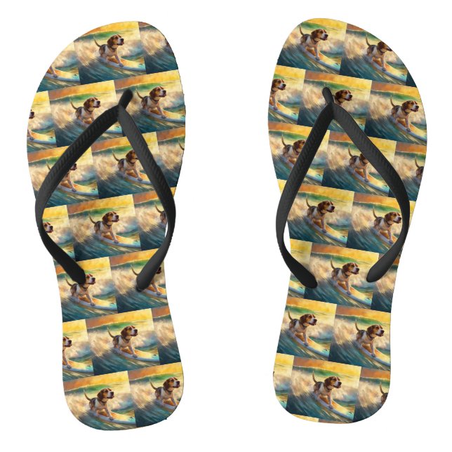 Chanclas Beagle Beach Surfing Painting (Plantilla)