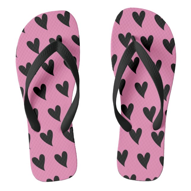 Chanclas Beautiful black and pink hearts printed (Plantilla)