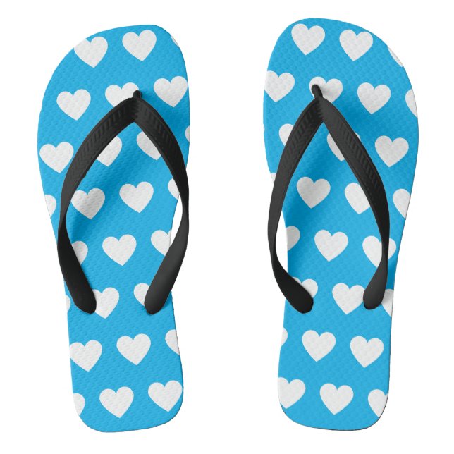 Chanclas Beautiful blue and white hearts printed (Plantilla)