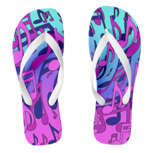 Chanclas Beautiful Music Lively Notes Pink Purple Blue Aqua