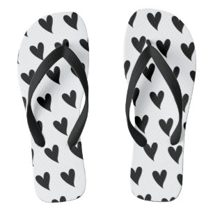 Chanclas Beautiful white and black hearts printed