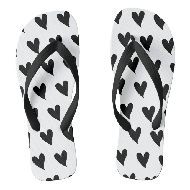 Chanclas Beautiful white and black  hearts printed (Plantilla)