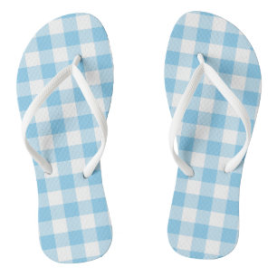 Chanclas Bebé azul y blanco grande de tamaño Gingham Checks