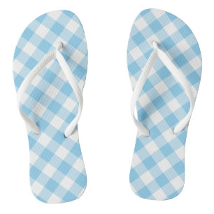 Chanclas Bebé azul y blanco grande Diagonal Gingham Checks