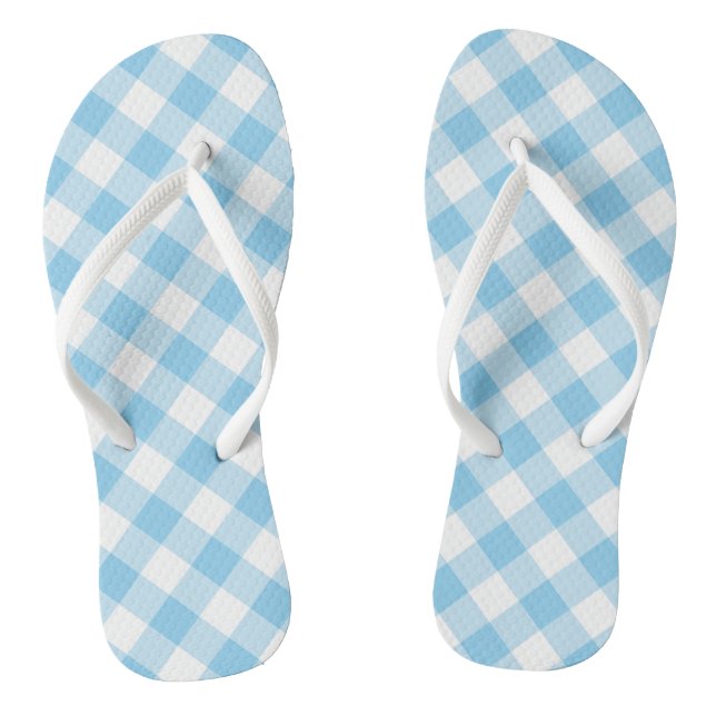 Chanclas Bebé azul y blanco grande Diagonal Gingham Checks (Plantilla)