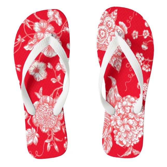 Chanclas Bella tela blanca roja (Plantilla)
