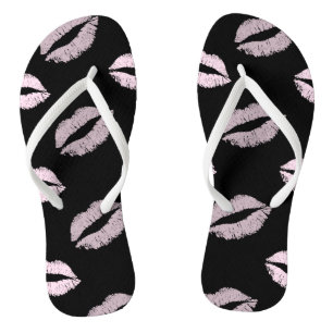 Chanclas Besos Rosados Plateados