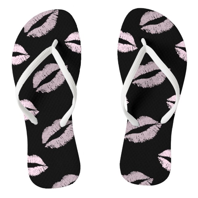 Chanclas Besos Rosados Plateados (Plantilla)