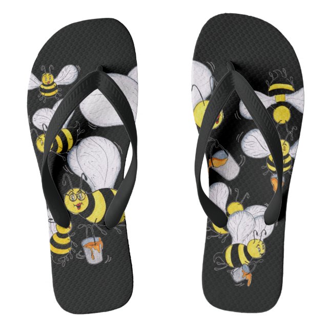Chanclas 'Betty Bee' Black Flip Flops (Plantilla)