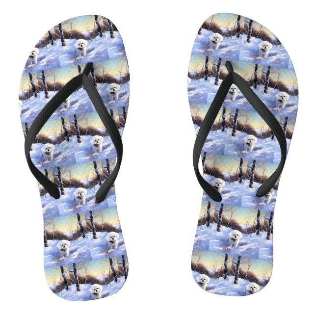 Chanclas Bichon Frise Let It Snow Navidades (Plantilla)