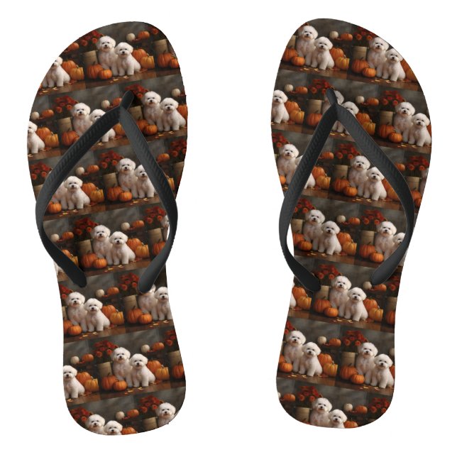 Chanclas Bichon Frise Puppy Calabaza deslumbrante de otoño (Plantilla)