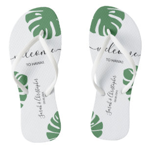 Chanclas Bienvenido Personalizado de bodas de destino hoja
